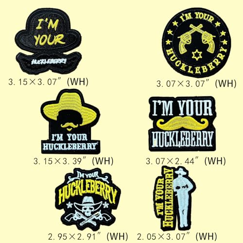 I'm Your Huckleberry Embroidered Patch Set - 5 Vintage Badges
