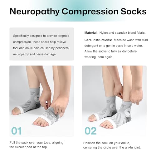3 Pairs Neuropathy Socks for Women & Men, Toeless Plantar Fasciitis Socks for Achilles Tendonitis Relief, Arch Support, Foot Pain Relief, Compression Ankle Socks for Swelling