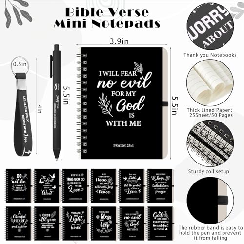 Black Christian Gift Set with Scripture Cups, Notebooks, Pens & Keychains - 12 Pieces