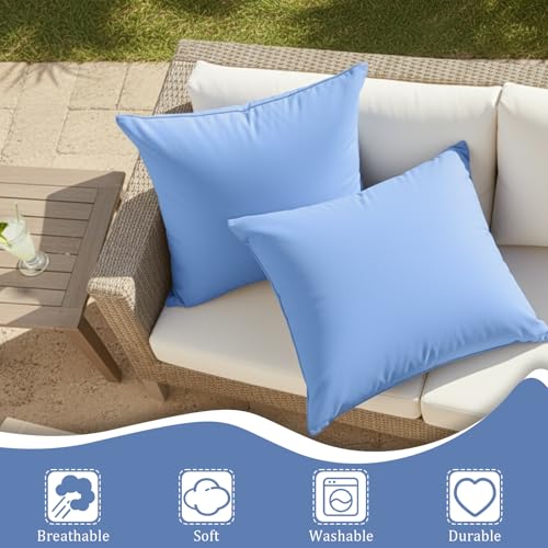 Blue 18x18 Throw Pillow Covers - Set of 2, Soft & Washable