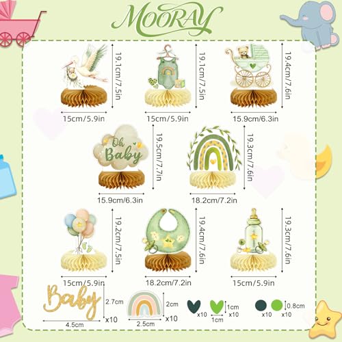 8 Pcs Baby Shower Bear Honeycomb Centerpieces & Confetti
