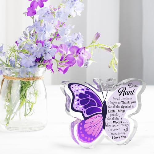 Aunt Acrylic Plaque - Engraved Butterfly Gift from Niece