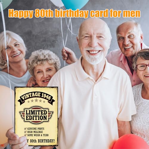 Funny 80th Birthday Card for Men 1946 Vintage Joke Greeting Card