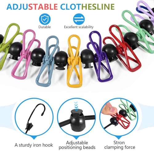 SenseYo Portable Travel Clothesline with 22 Clothespins - Retractable Indoor & Outdoor Laundry Line (Variation 1)