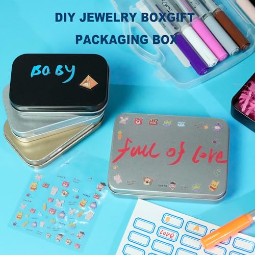 2-Pack Silver Hinged Tin Boxes 4.5" x 3.5" for Diamond Painting & Crafts