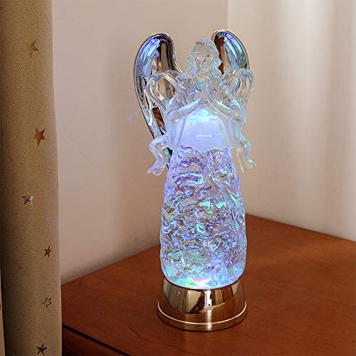 Prayer Angel Snow Globe Lantern with Color Changing LED - 11 Inch - Includes Timer