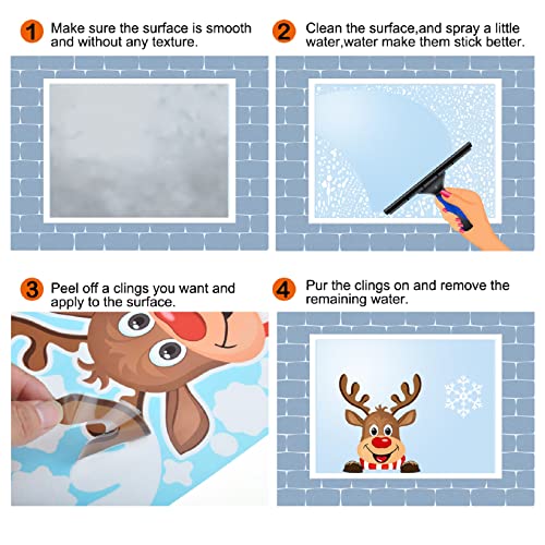 Christmas Window Clings 256pcs Holiday Decals Reusable Double-Sided Window Decorations
