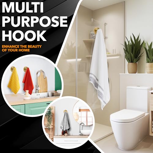 Besti Champagne Bronze Suction Cup Hooks - Strong Hold for Bathroom & Kitchen