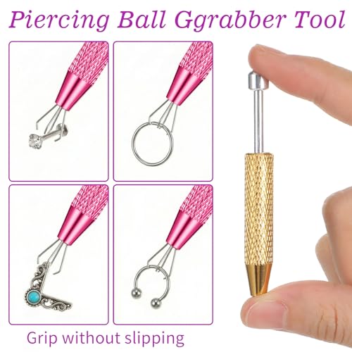 3Pcs Piercing Ball Grabber Tool Set, 4-Prong Claw Jewelry Removal Tool