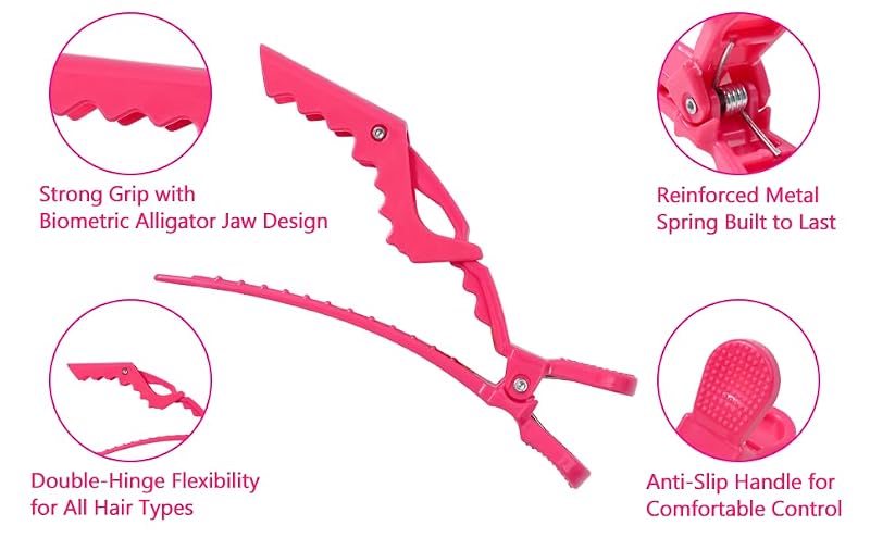 SWANNA Professional Alligator Hair Clips for Styling - 7 Pack No Slip