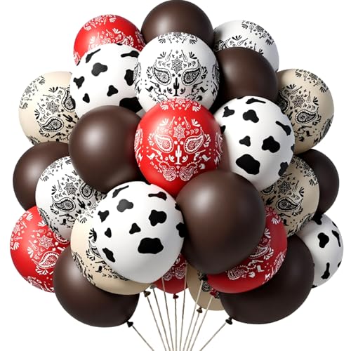 60 Pcs Cowgirl Cow Print Balloons - 12 Inch Western Party Decorations
