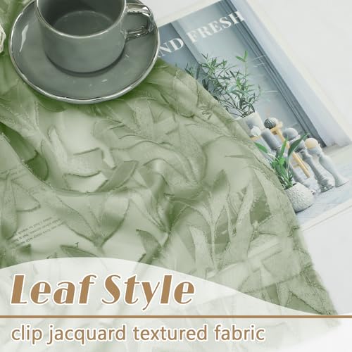Gwine Sage Green Sheer Curtains, 84 Inch Length, 2 Panels Set