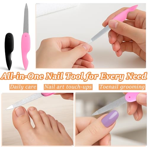 Ceemiaa Folding Metal Nail Files – 4PCS Stainless Steel Double-Sided Nail Care Tools