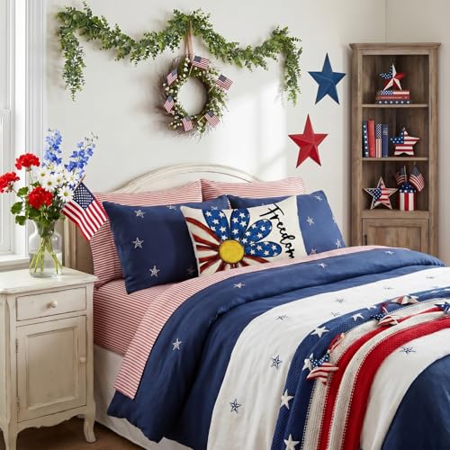 4th of July Throw Pillow Cover 12x20 Inch - Patriotic Decor