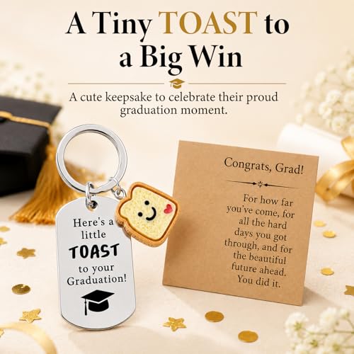 Cute Toast Graduation Keychain - Perfect Gift for Class of 2026