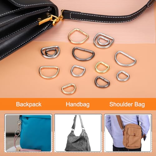 MECCANIXITY Metal D Rings Welded Hardware Buckles for Purses and Belts