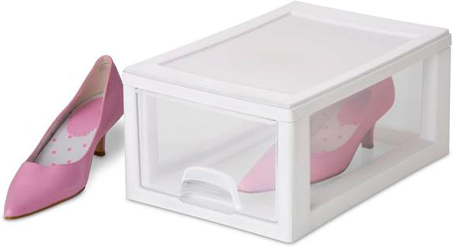 Sterilite 6-Pack Stacking Drawer Set - Clear Storage Organizers with White Frame for Clothes & Accessories
