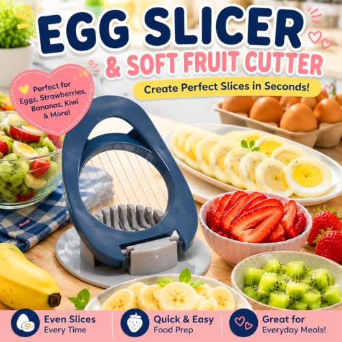 FANTEXY Stainless Steel Egg Slicer and Fruit Dicer - Easy Clean