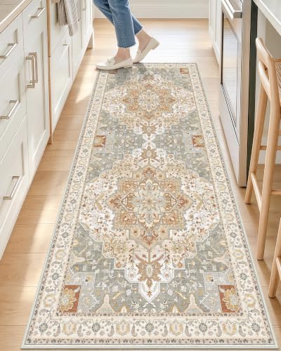 OLANLY 2' x 6' Beige Washable Runner Rug - Soft Non-Slip Carpet