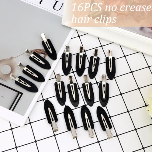 16 Pcs Creaseless Hair Clips No Bend Makeup Styling Bangs Black