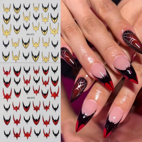 Bat Nail Stickers 6 Sheets Self-Adhesive Halloween Decals