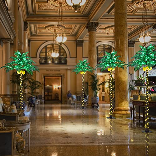 8FT Artificial Lighted Palm Tree with 256 LEDs Green & Warm White - Outdoor Decor