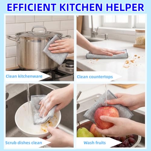 Durable Non-Scratch Wire Dishcloths - 6PCS Multipurpose Kitchen Scrubber