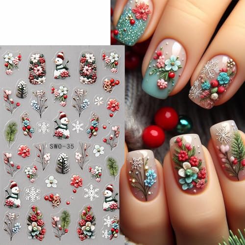 SWEET TREND Christmas Nail Art Stickers - 6 Sheets Winter Decals