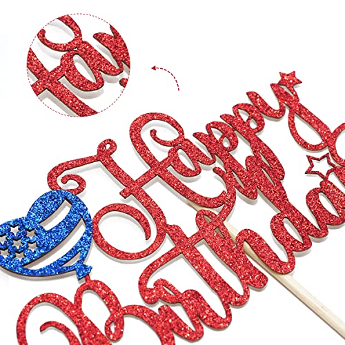 4th of July Happy Birthday Cake Topper - Patriotic Party Decor