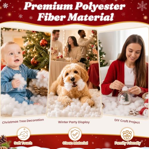 Fake Snow for Christmas Decorations - 10.58 Ounce Artificial White Cloud Fluff