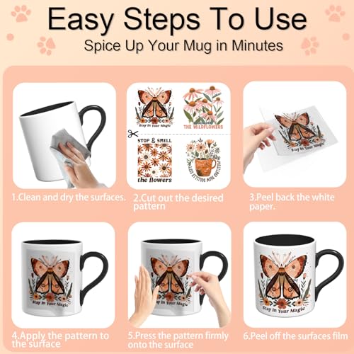 12PCS Boho Retro Flower UV DTF Stickers for Mugs & Tumblers
