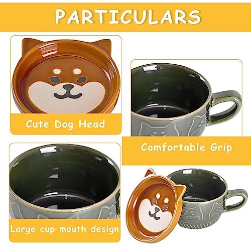 Dog Mug with Lid - 10 oz Cute Ceramic Coffee Cup for Dog Lovers, Novelty Gift