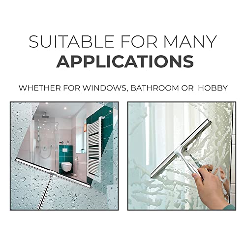 Fab Glass and Mirror 10-Inch Matte Black Shower Squeegee with Adhesive Hook