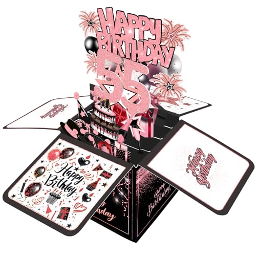 55th Birthday Card for Women - 3D Greeting Card & Gift Box