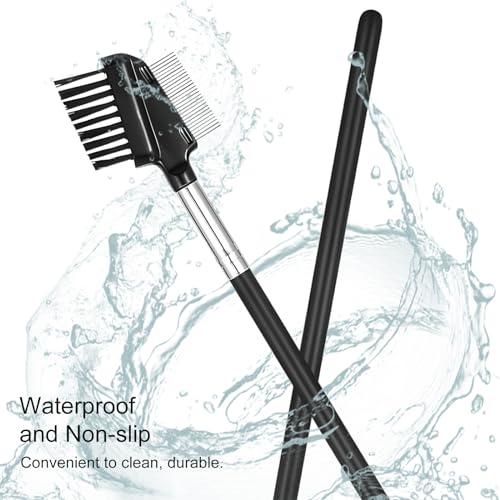 Kootinn Dual-Sided Eyelash Comb & Eyebrow Spoolie Brush with Steel Teeth