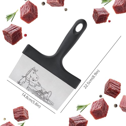 OLULU Heavy Duty Stainless Steel Griddle Scraper Set for Flat Top & Outdoor Grill
