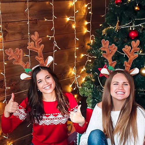 Doneace Plush Reindeer Antlers Christmas Headband