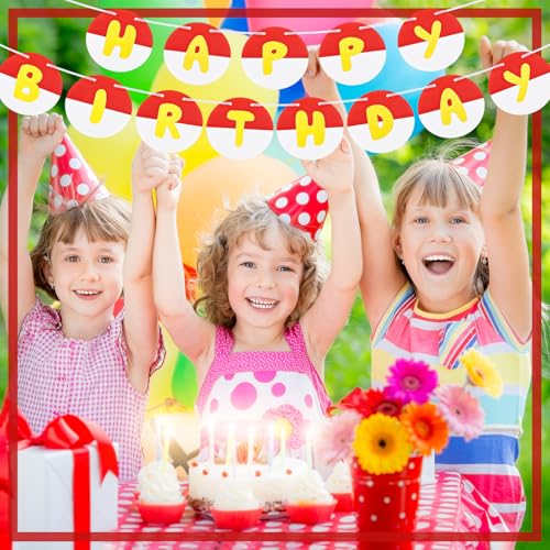 Happy Birthday Banner - Red & White Anime Theme Garland