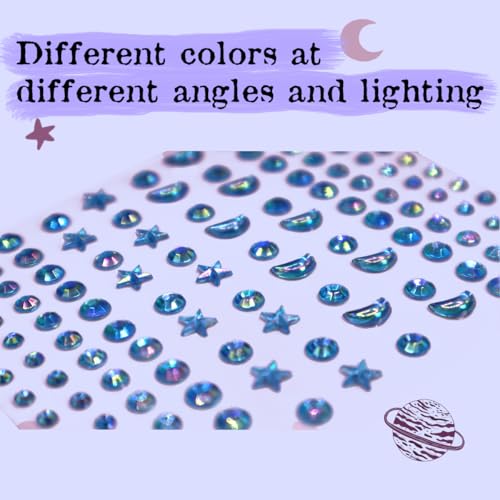 Blue Stars Face Gems Self-Adhesive Rhinestone Crystals for Festivals
