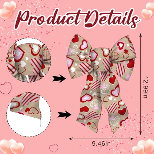 Valentine's Day Burlap Wreath Bows - 2 PCS Love Heart Decor