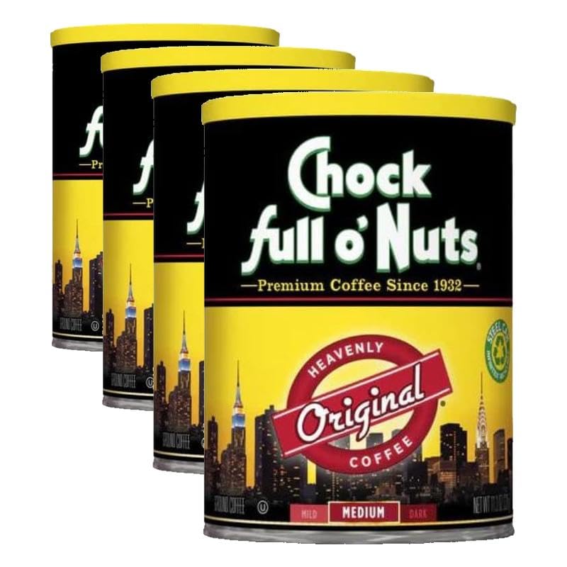 Chock Full o'Nuts Heavenly Original Ground Coffee, 11.3 Oz (Pack of 4)