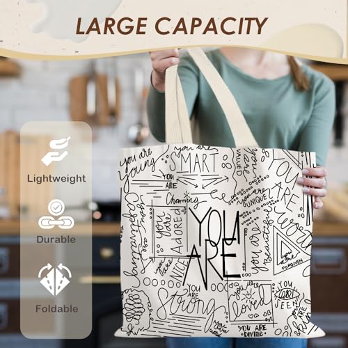 LUVADIAN Canvas Tote Bag - Positive Affirmations Inspirational Print