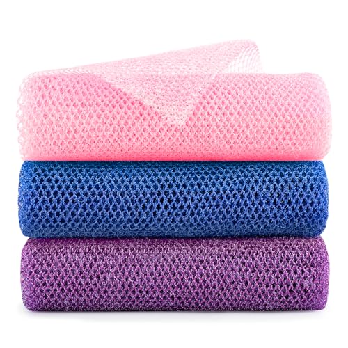 Extra-Long African Net Sponge 3-Pack - Exfoliating Body Scrubber for Back
