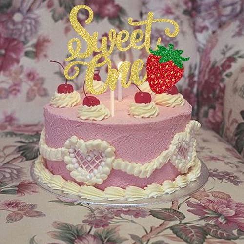 Sweet One Cake Topper for 1st Birthday - Strawberry Theme Decoration