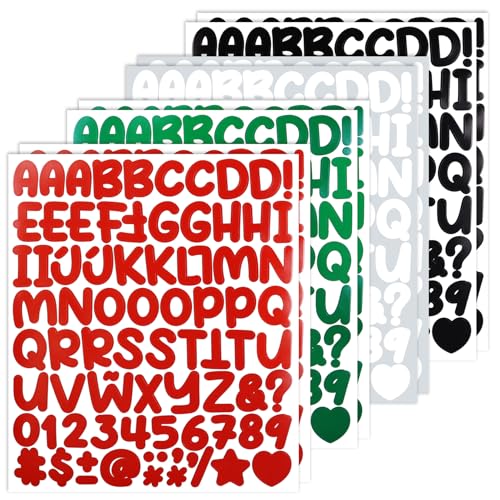 640 Vinyl Alphabet Stickers - 1 Inch Removable Letter & Number Decals
