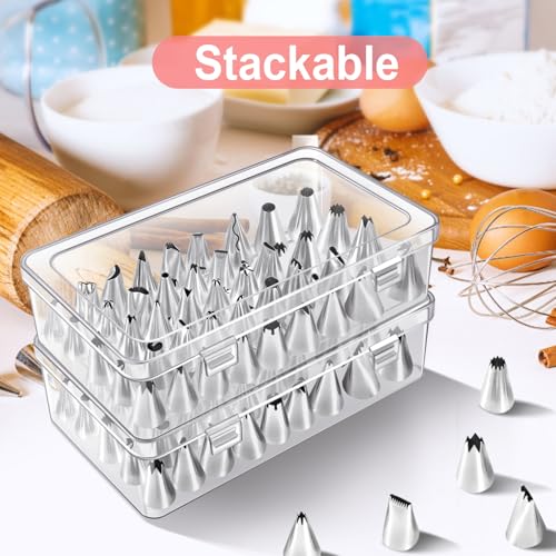 Vowcarol 42-Peg Piping Tip Storage Box - Stackable Cake Decorating Organizer