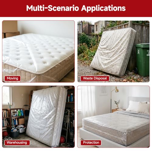 Kingplast Mattress Moving Bag - Queen/King Size, 2-Pack, 1.5 Mil Heavy Duty