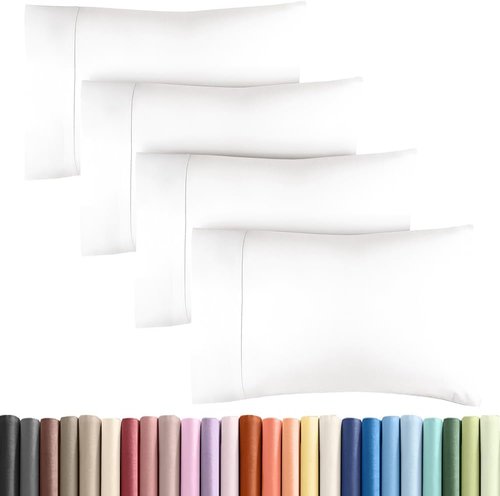 King Pillow Cases by [Brand Name] - Super Soft Hotel Quality Covers | 4 Pack, Wrinkle-Free & Machine Washable - 20" x 40" (White)