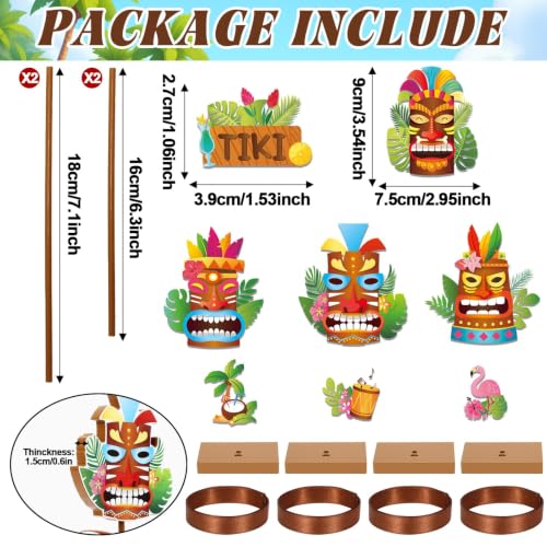 Hawaiian Tiki Wooden Table Decor Set - 4 Tiered Centerpieces