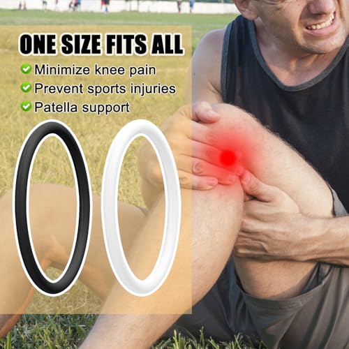 4 Pcs Patellar Tendon Support Strap, Silicone Knee Band Flexible Patella Knee Straps Sport Brace for Running Basketball Men Women Fixed Knees Stabilization (Black and White)